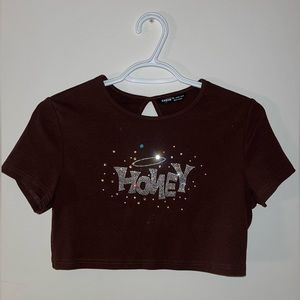 SHEIN Girls Rhinestone Honey Top, Size L (smaller than actual size)